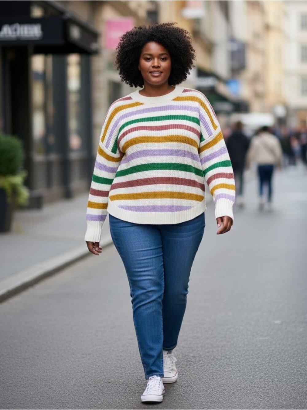 SO Striped Multicolor Knit Sweater Womens XL Polyester Blend Long Sleeve